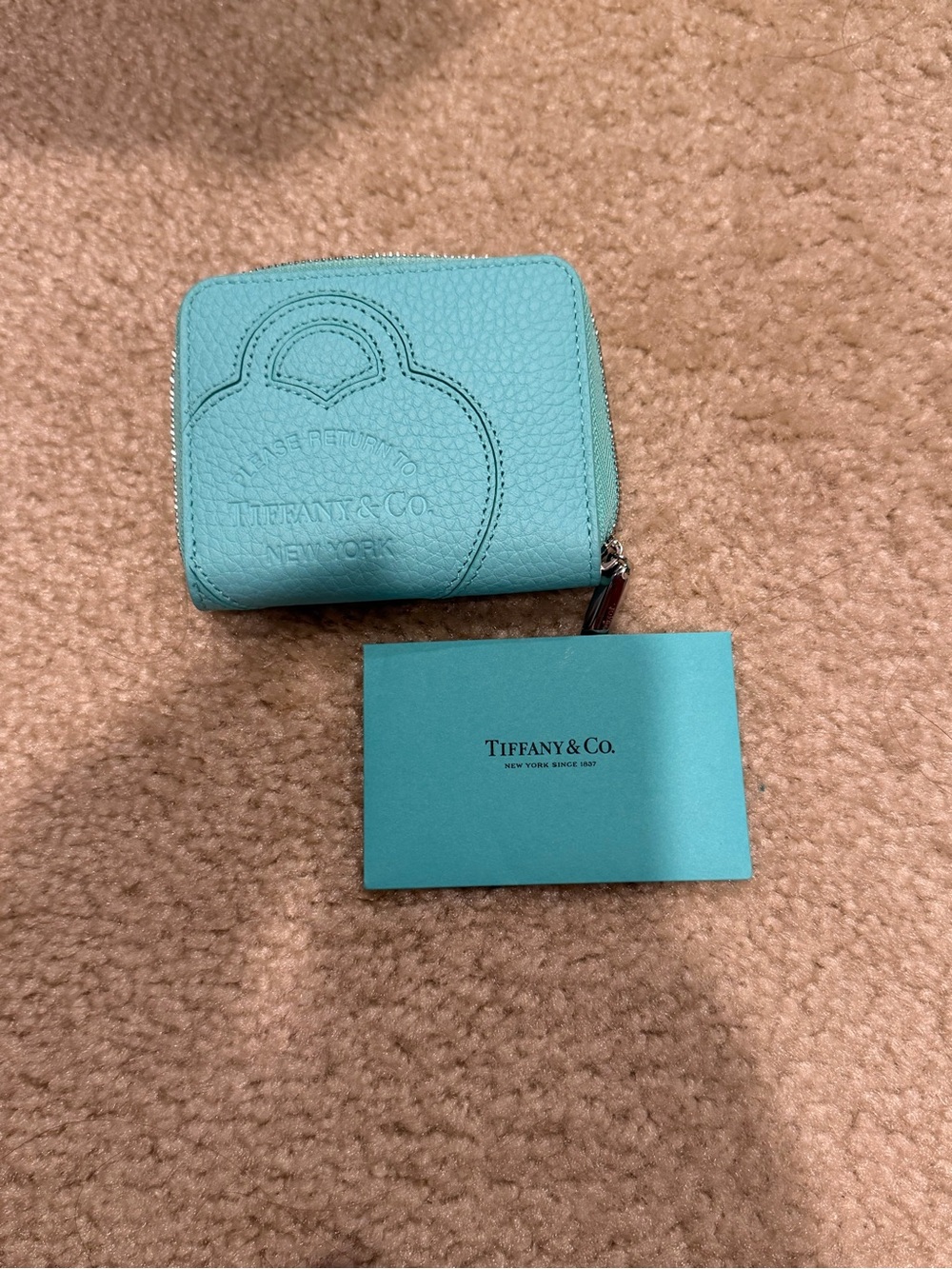 Tiffany & Co. Tiffany Blue Pebbled Leather Zip Wallet